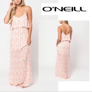 O’Neill Peach and White Print Maxi Dress